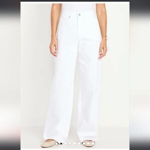 Old Navy Extra High-Waisted Wide-Leg Jean Sz 6 White Frayed Cuff